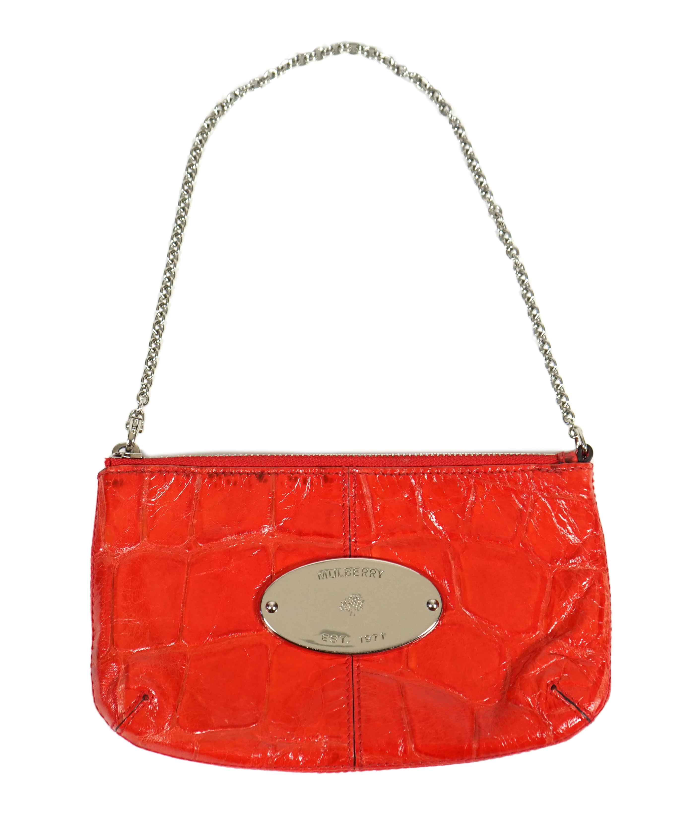 A Mulberry cherry red patent leather Charlie Pouch, width 20cm, height 13cm
